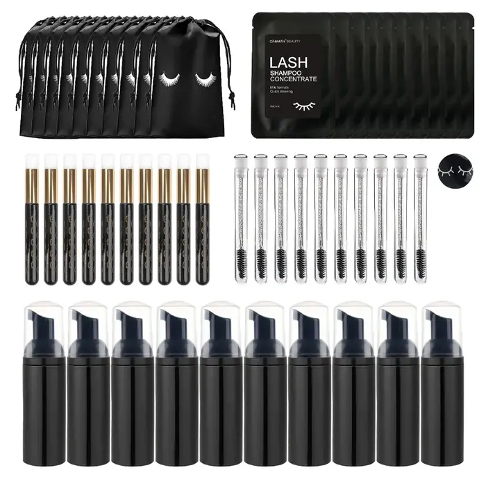 50/25 pièces dissolvant d'extension de cils avec ensemble de brosses à Mousse nettoyage