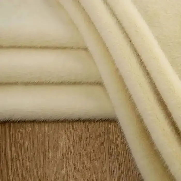 ZYFMPTEX 5mm tissu en peluche de vison extensible 50x50cm blanc fausse fourrure douce fibre de Polyester