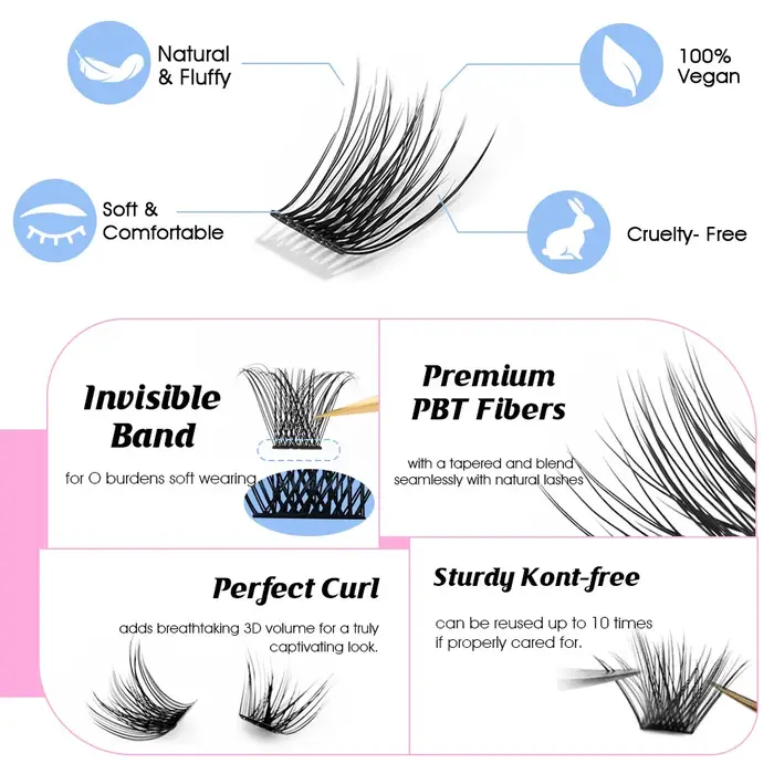 Super bon marché MASSCAKU Cils artificiels segmentés DIY faits à la main pour maquillage et cosplay, avec applicateur, produits de maquillage