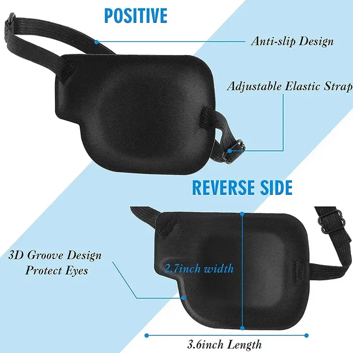 Patch oculaire noir à rainure en mousse 3D réglable