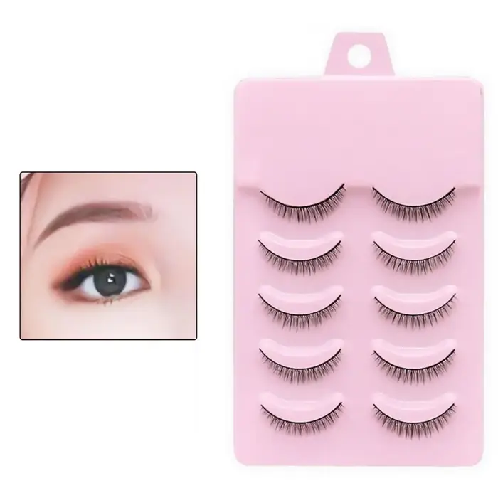 Réaliste 5 paires à la mode beauté croix courte faux cils fibre artificielle
