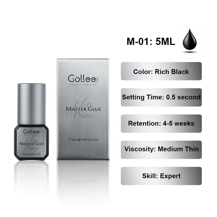 GOLLEE-Colle pour extensions de cils 0.5s, 10 pièces, étanches, 15ml, vente en gros