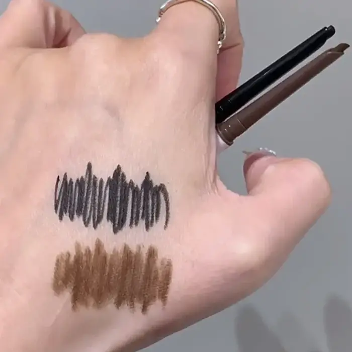 Crayon Eyeliner en Gel Contour noir et marron, avec brosse, imperméable, doux, sans bavures, facile à porter, bâton de fard à paupières couché, maquillage du ver à soie
