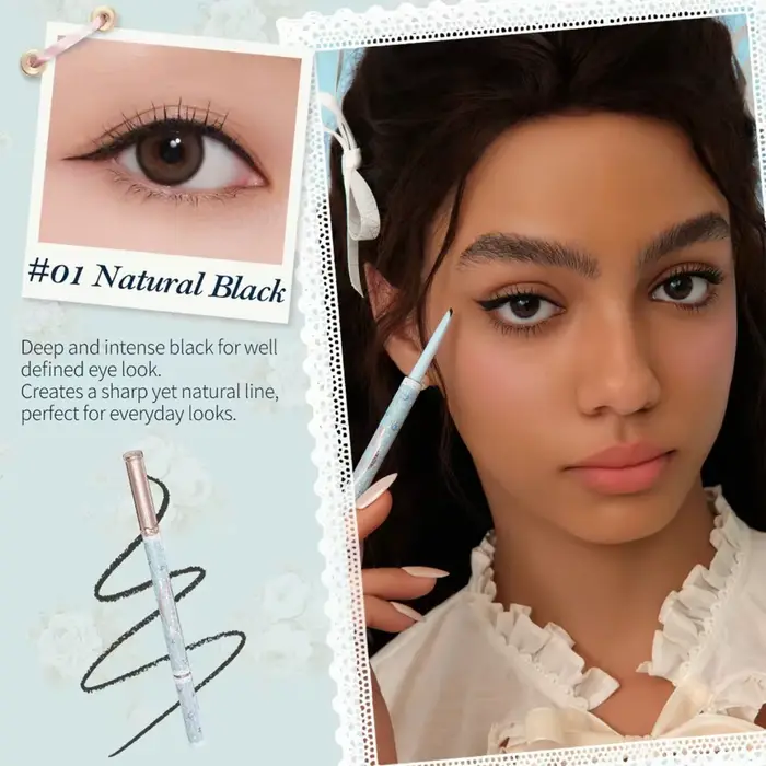 Crayon gel pour les yeux imperméable longue durée Flower Knows Bunny Garden - Maquillage quotidien naturel anti-bavures