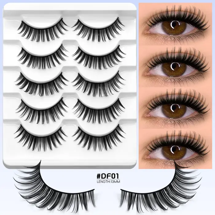 GROINNEYA Faux cils œil de chat moelleux 8D Volume