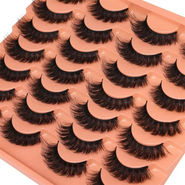 14 paires de faux cils d'aspect naturel, épais et moelleux, en Faux vison, Pack de cils œil de chat