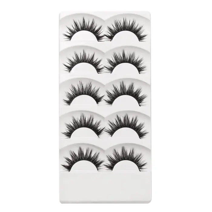 5 paires de faux cils naturels doux, faits à la main, noirs, pour extension de cils