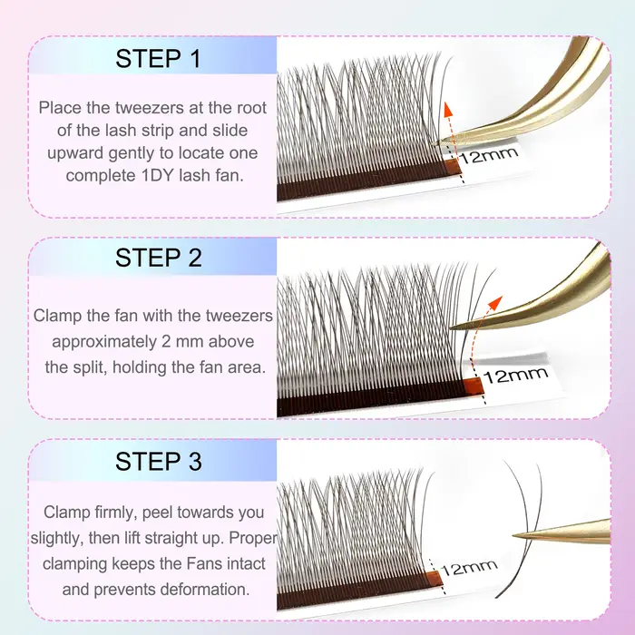 Mix 8-12/8-15mm brun extension de cils 2D forme V faux
