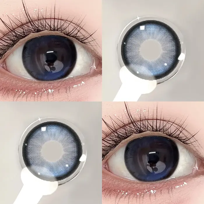 OVOLOOK - Lot de 2 lentilles de contact colorées bleu cristal, effet grands yeux, yeux de poupée, pu
