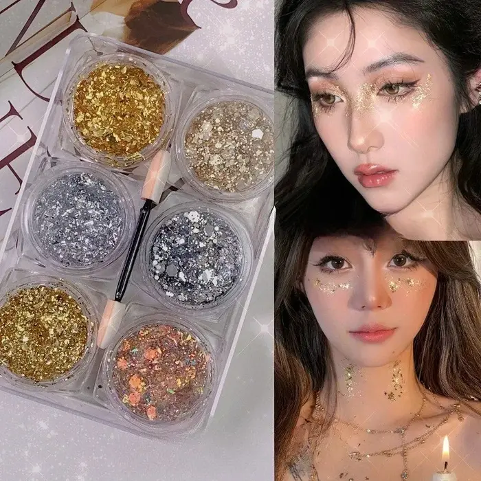 6 pièces/ensemble paillettes visage paillettes Gel maquillage