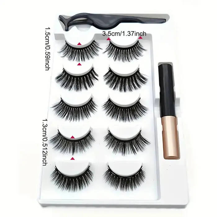 5 paires de faux cils magnétiques 8D