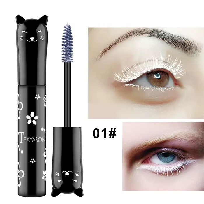 Mascara en fibre optique bouclée, extension de cils, imperméable, sans bavure, bleu, vert, rose, noi