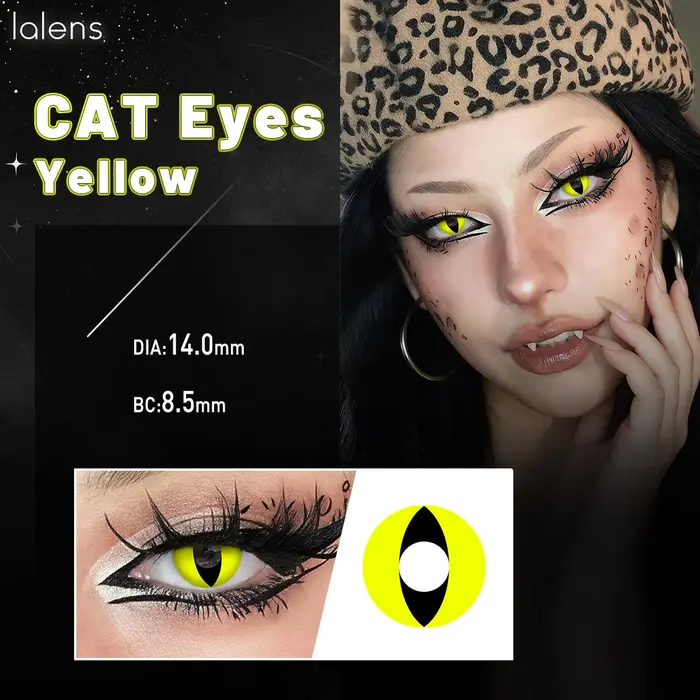 Lalens 1/2 paires de lentilles de contact colorées œil de chat 14,0 mm pour pupille petite, lentille