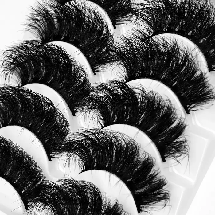 5 paires de faux cils en vison, longue durée, volumineux, effet spectaculaire, épais et longs