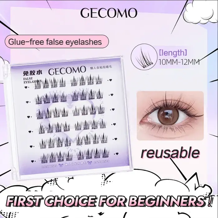 6 rangées de faux cils sans colle à grappe unique