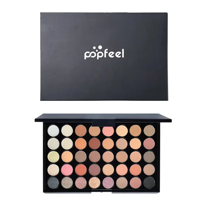 POPFEEL Palette de fards à paupières 40 couleurs, tons terre et nuances arc-en-ciel, finition longue