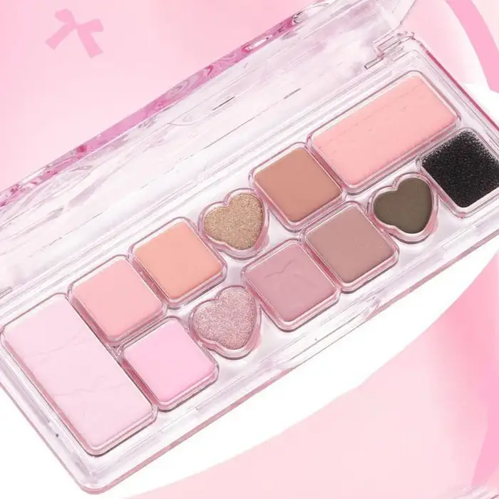 Palette de Fards à Paupières Multicolores Effet Nacré 11 Couleurs Rose Scintillant Longue Tenue Maquillage Yeux Effet Mat Coréen