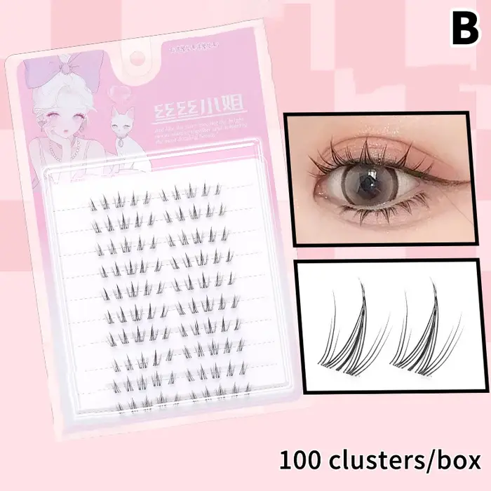 Faux cils volumineux auto-adhésifs sans colle, effet queue de poisson, épais et recourbés, extension