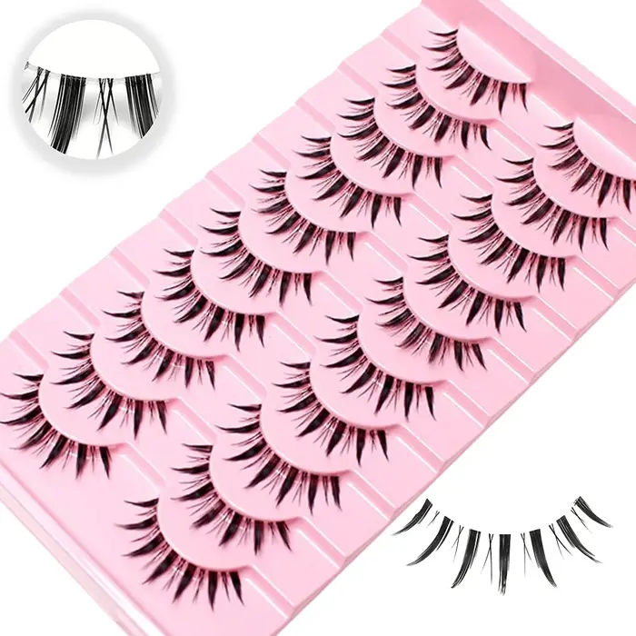 10 paires de faux cils avec sensation d'air naturelle