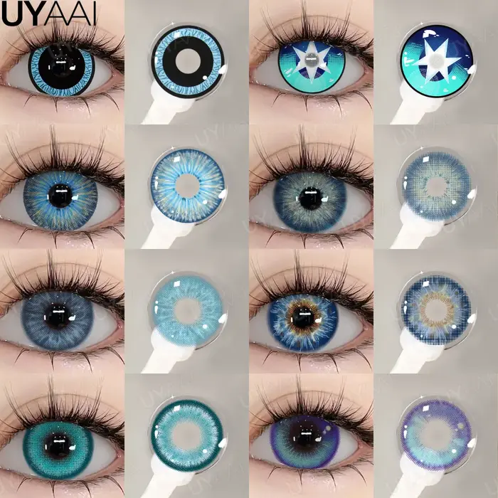 UYAAI Cosplay lentilles de Contact cosmétiques colorés élèves Hallowen Contacts beauté femmes maquillage lentille bleue