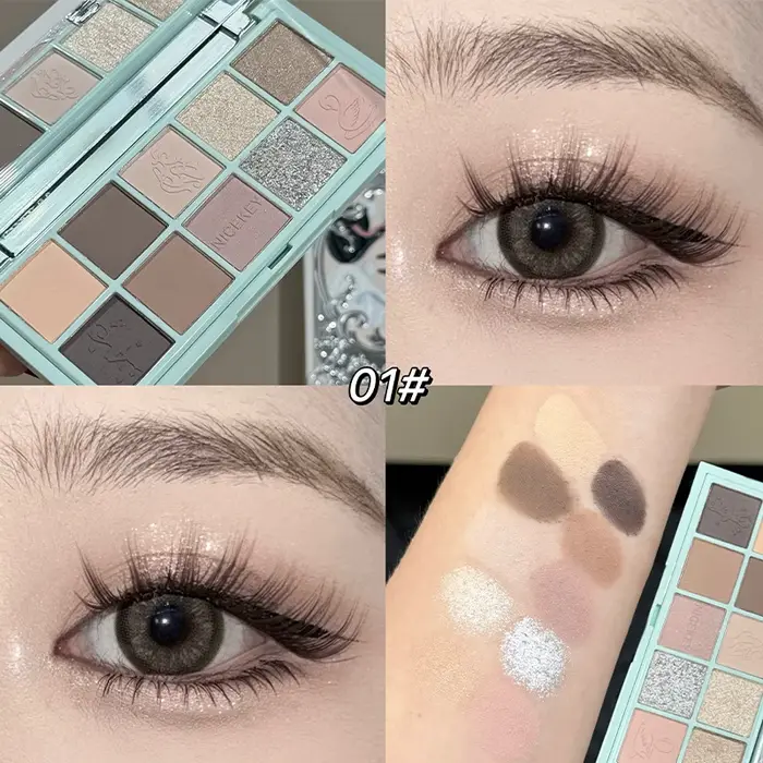 NICEKEY Palette de fards à paupières 10 couleurs, paillettes violettes, nacré, mat, nude, maquillage