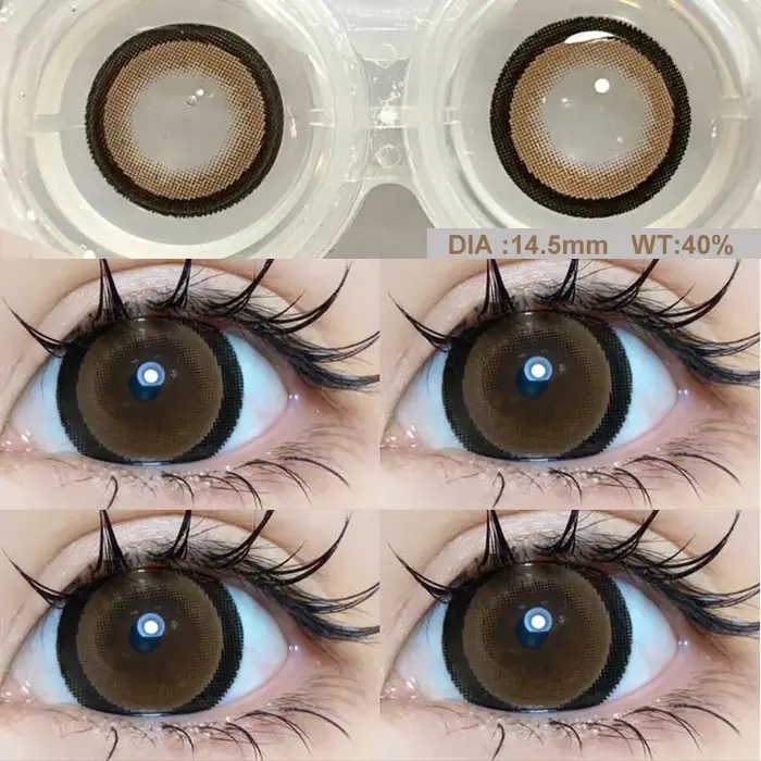 Lentilles colorées pour le maquillage des yeux, brunes annuelles avec un degré de cosmétique naturel