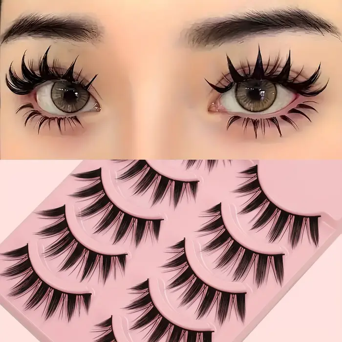5 paires de faux cils de style manga dramatique – maquillage pour les yeux de poupée épaisse