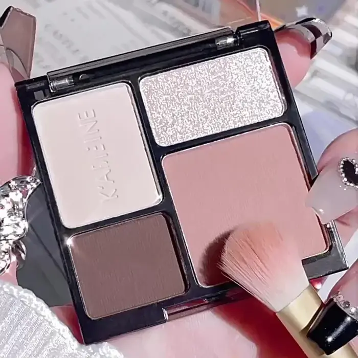 Noir rose fard à paupières poudre douce Cool filles yeux Contours Palette de maquillage coréen quatre couleurs