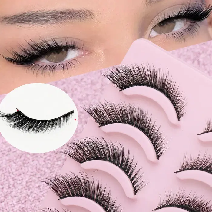 5 paires de cils yeux de chat Faux