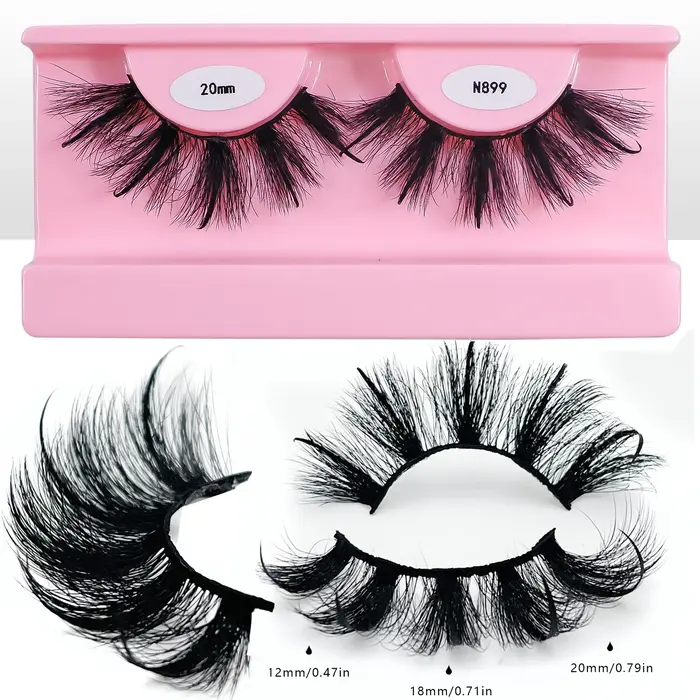 Livraison gratuite 10 paires/pack moelleux vaporeux bande naturelle cils avec pointes en gros en vrac Faux vison