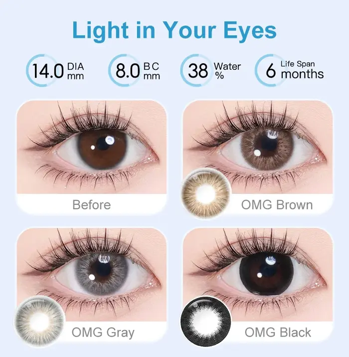 (0.00~-6.00) MAGISTER Lentilles de contact graduées à effet agrandissant 16 mm avec dioptries Noir/Marron Cosmétiques