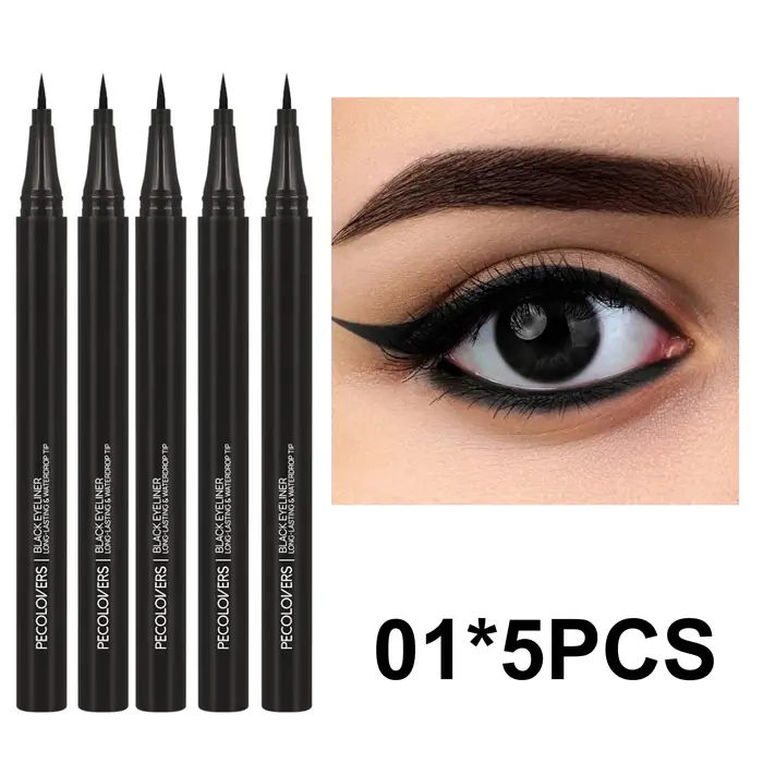 Stylo Eyeliner liquide lisse 5 pièces/ensemble, maquillage imperméable et durable, noir, pointe de s