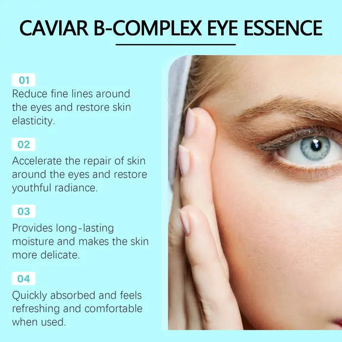 Caviar b-complexe Essence pour les yeux élimine les grappes foncées Anti-poches lissant les ridules hydrate la peau