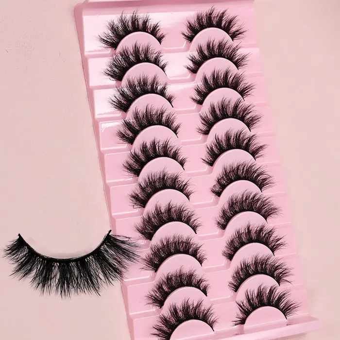 10 paires de faux cils 3D moelleux