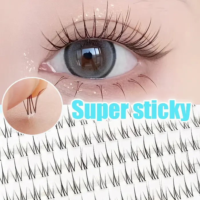 Pas besoin de colle faux cils moelleux auto-adhésif réutilisable bande transparente grappe segmentée bricolage Manga