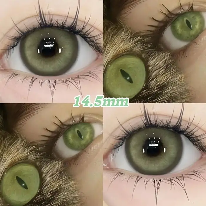OVOLOOK - 2 paires de lentilles de contact colorées vertes pour cosplay, style coréen, lentilles de