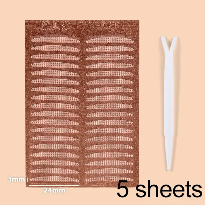 Autocollants invisibles à Double pli pour paupières, bande autocollante en dentelle naturelle, rayures Beige claires, outils de maquillage pour les yeux naturels pour fard à paupières