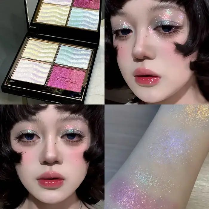 Palette de fards à paupières Herorange à changement de couleur, 4 teintes, paillettes scintillantes,