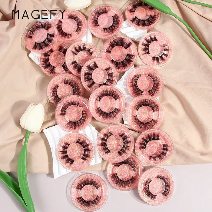 MAGEFY 20 paires de Faux cils Style mixte Curling naturel réutilisable Portable emballage individuel