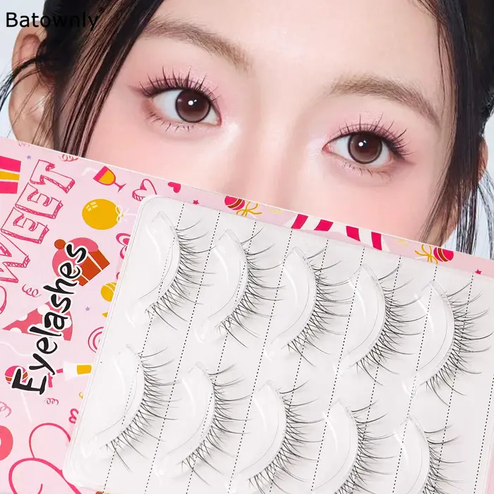 5 paires de faux cils, style naturel et transparent