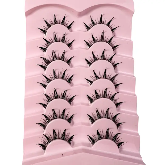 Faux Cils Naturels Doux et Croisés avec Bande Transparente