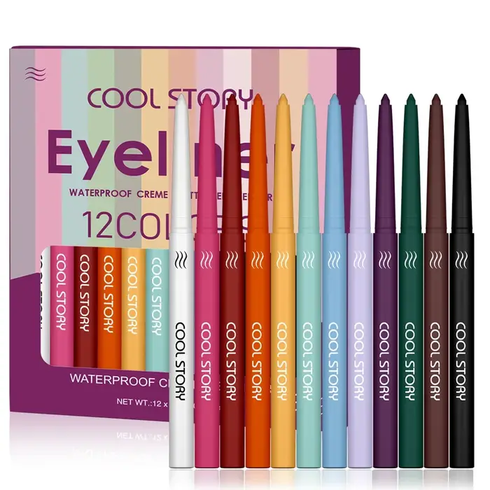 Ensemble d'eye-liners imperméables 12 couleurs, crayon crémeux mat, longue durée, résistant aux tach