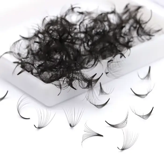 AGUUD – Extensions de cils 3D à 16D, Base fine et pointue, éventails amples, tige moyenne, Volume ru