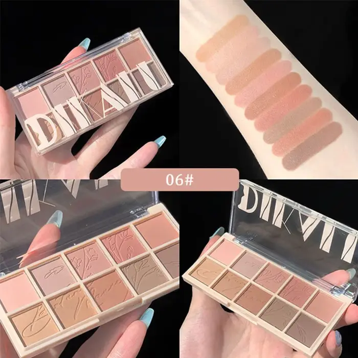 Palette de fards à paupières dix couleurs avec poudre nacrée mate