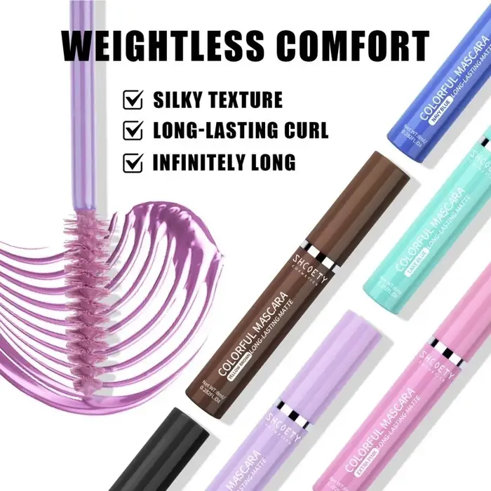 Mascara de couleur 6 couleurs, imperméable et Non taché, bouclé mince et épais, maquillage chaud pour scène de noël, cosmétiques pour les yeux