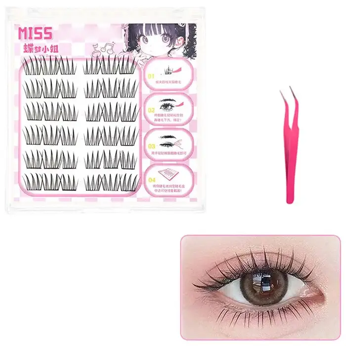 Faux cils princesse sans colle, auto-adhésifs, volume moelleux, boucles naturelles, application faci