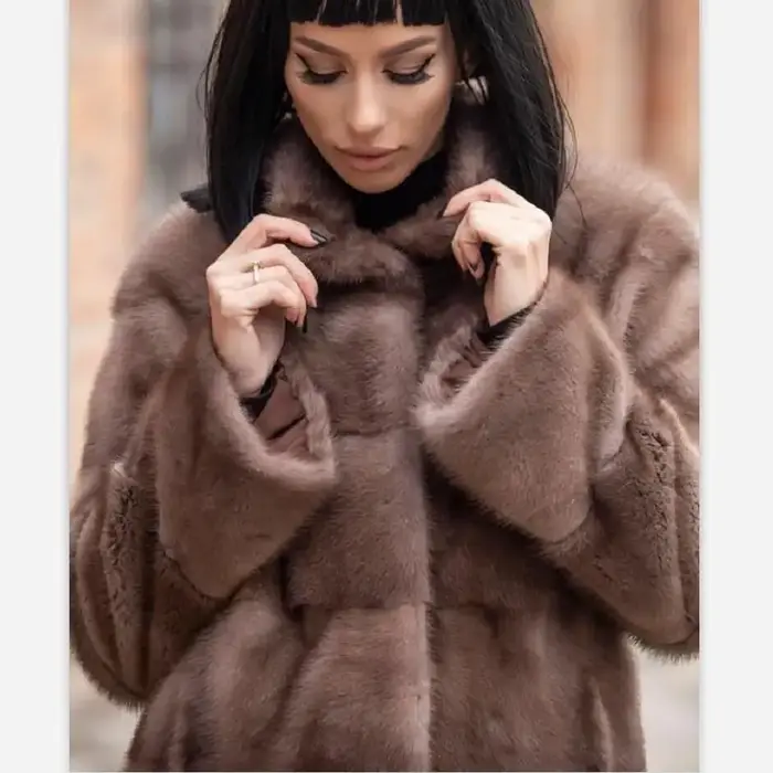 Manteau en fourrure de vison véritable pour femmes