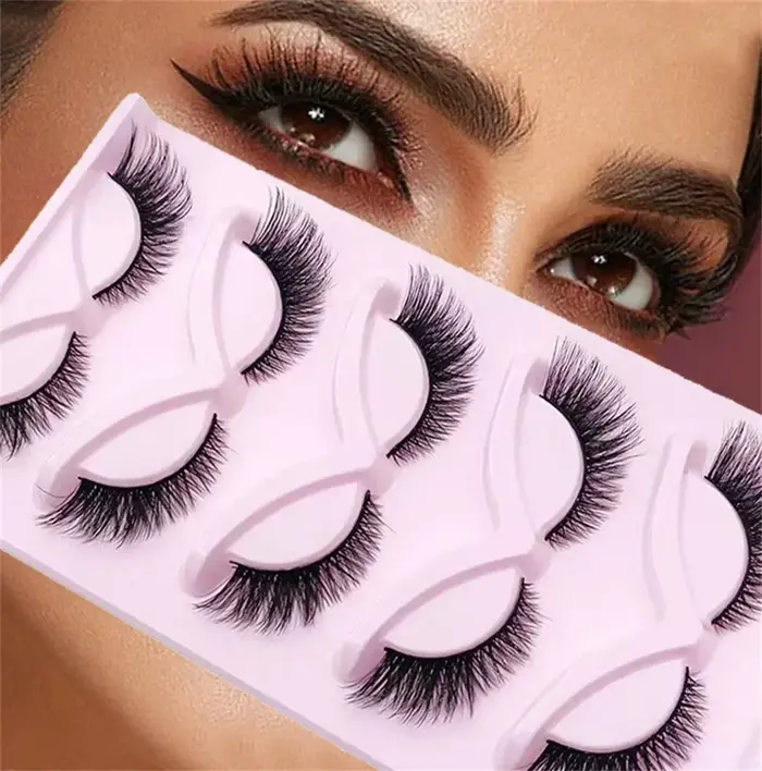 Faux Cils de Chat en Vison Renard Ailé Duveteux, Maquillage Naturel Long, 5 Paires