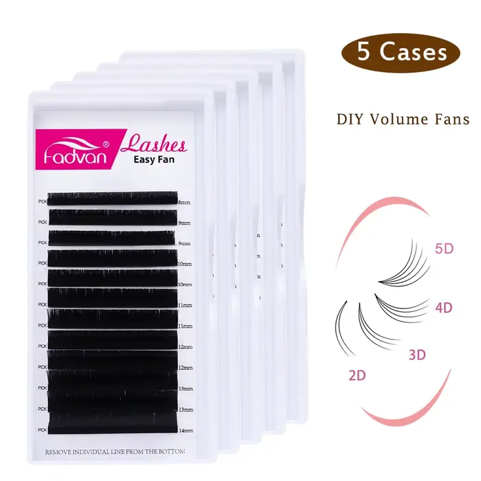5 étuis/Lot facile ventilateur cils floraison Faux vison cils Fadvan Auto-ventilateur Extension de c