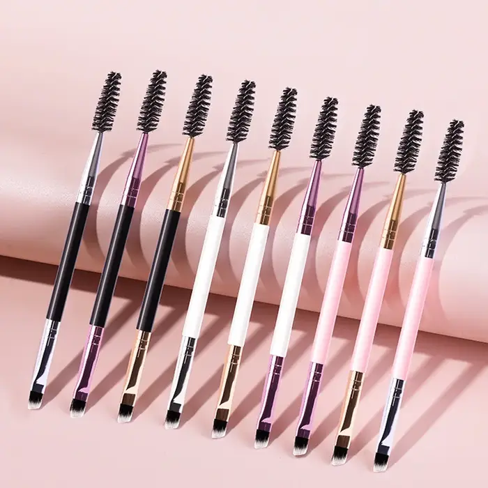 Pinceau à sourcils et cils doux 2-en-1 professionnel pour le contour des yeux